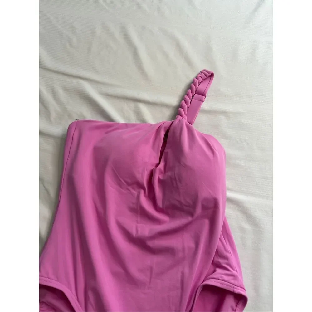 Contours By CoCo Reef Pink One Shoulder One Piece Swimsuit Size 8/32C - Picture 2 of 7